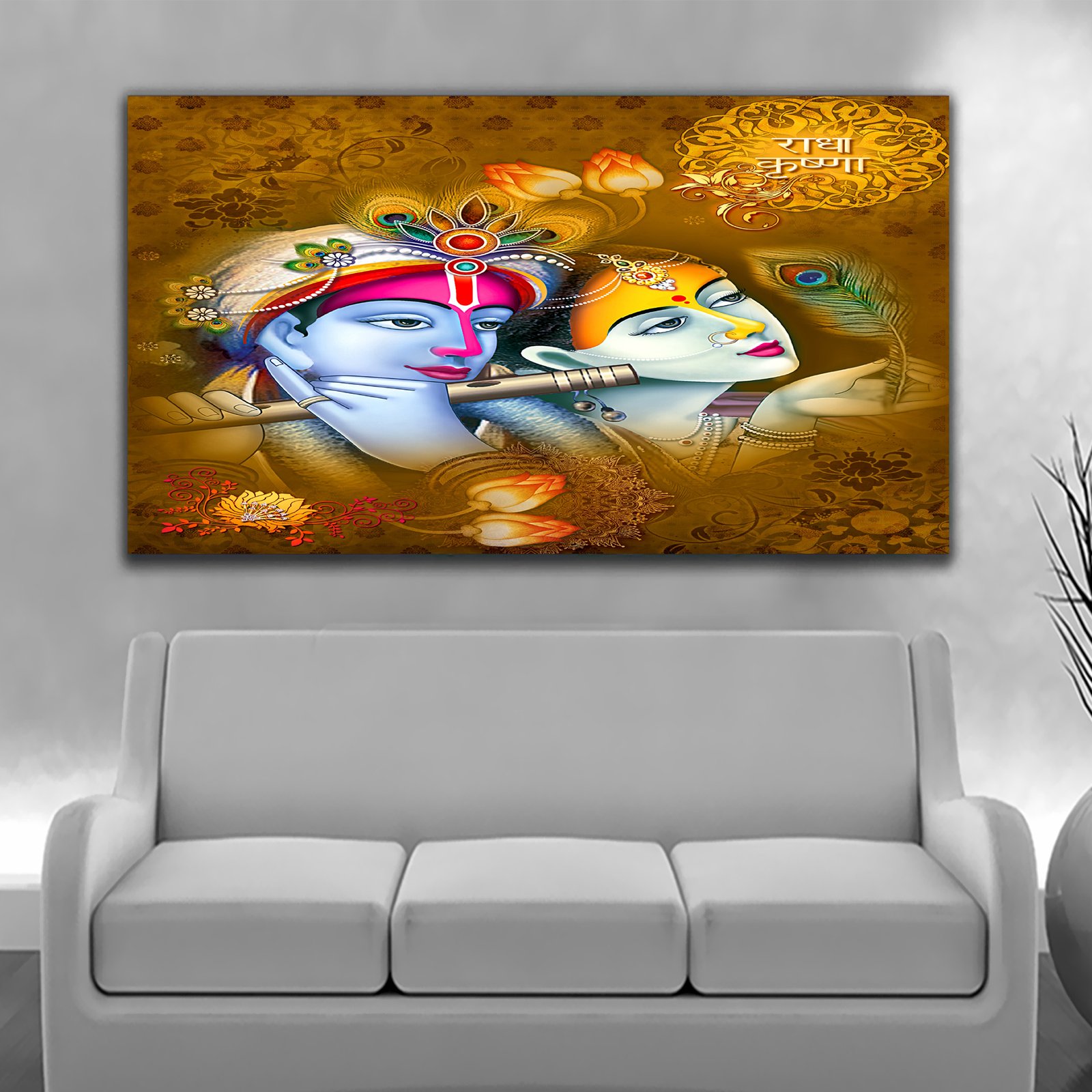 Classic Radha Krishna Premium Canvas Wall Painting decorative masterpiece for home decor